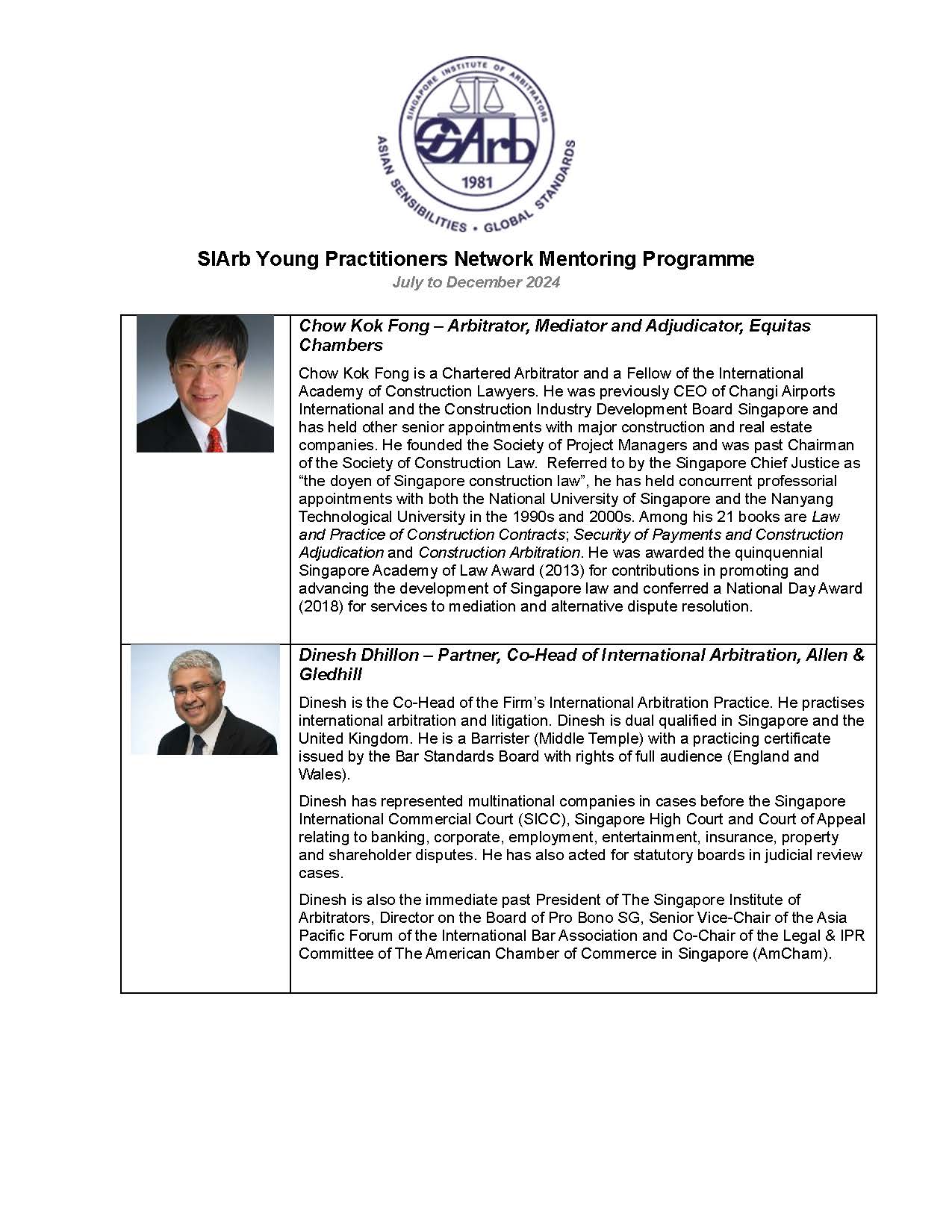 SIArb Young Practitioners Network Mentoring 2024 Brochure Page 3